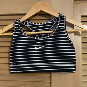 Black/White Nike Like New Striped Sports Bra